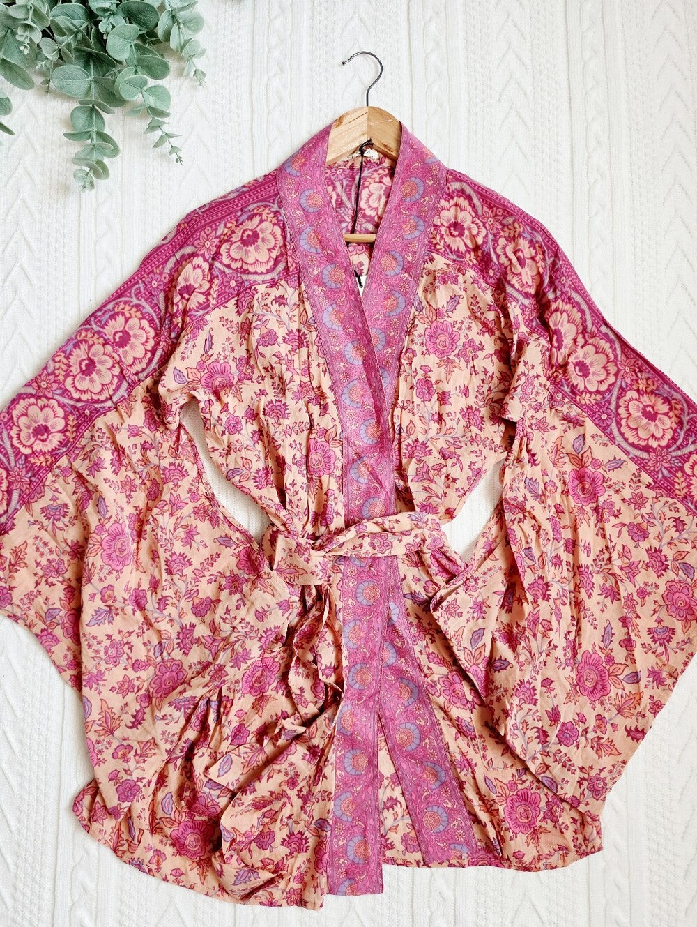 Spell & The Gypsy Folk Town Short Robe Blossom Boho Floral Pink Barbie S/M NEW